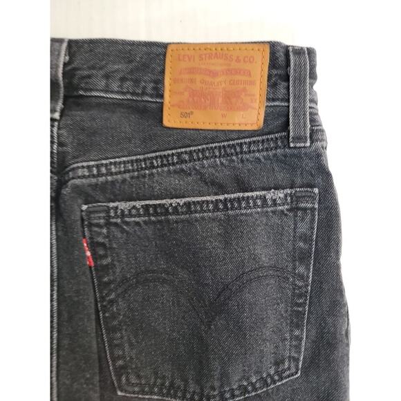 Levis Premium 501 Jean Sz 25 High Rise Embellished Fray Button Fly Big E Gray - Picture 12 of 13